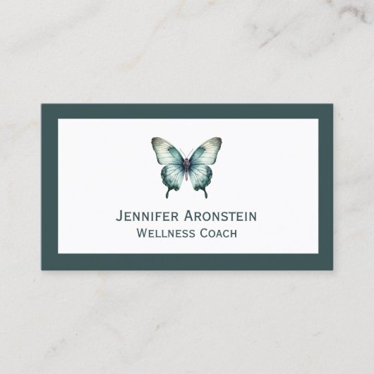 Moderne Elegante Chic Teal Vlinder Visitekaartje (Voorkant)