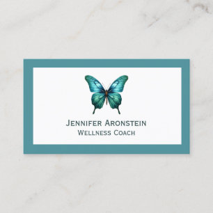 Moderne Elegante Chic Teal Vlinder Visitekaartje