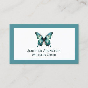Moderne Elegante Chic Teal Vlinder Visitekaartje