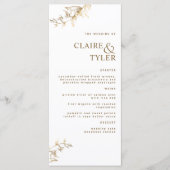 Moderne Elegante Chic Witte en Gouden Bruiloft Menu (Voorkant)