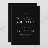Moderne Elegante Chic Zwart-Wit Huwelijk Save The Date (Voorkant / Achterkant)