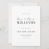 Moderne Elegante Chic Zwart-Wit Huwelijk Save The Date (Voorkant)