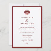 Moderne Elegante Chinese bruiloft Champagne Rood Kaart (Voorkant)