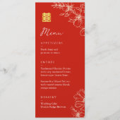 Moderne elegante Chinese trouw bloemrijke script r Menu (Voorkant)