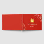 Moderne elegante Chinese trouwbloem schrift rood Gastenboek (Volledig)