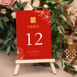 Moderne elegante Chinese trouwbloem schrift rood Kaart