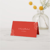 Moderne elegante Chinese trouwbloem schrift rood Plaatskaartje (Achterkant)