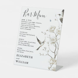 Moderne Elegante Chinoiserie Bloemenbar Menu Trouw Reclamebord Met Voetstuk