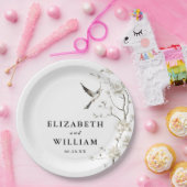 Moderne Elegante Chinoiserie Bloementuin Trouwen Papieren Bordje (Feest)