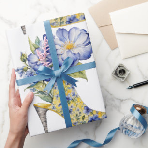 Moderne Elegante Chinoiserie Bloemige Hoge Hakken Cadeaupapier