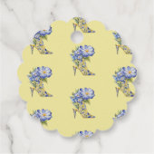 Moderne elegante Chinoiserie Floral High-Heel Bedankjes Labels (Achterkant)