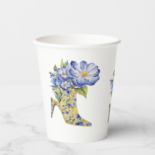 Moderne elegante Chinoiserie Floral High-Heel Papieren Bekers (Voorkant)