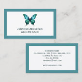 Moderne elegante chique Blauwgroen vlinder Visitekaartje (Voorkant / Achterkant)