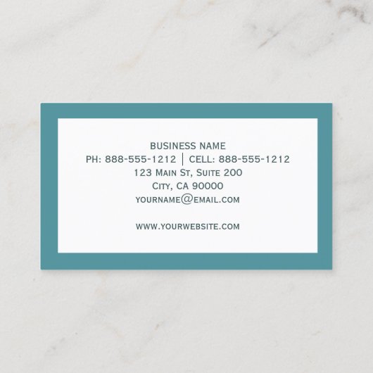 Moderne elegante chique Blauwgroen vlinder Visitekaartje (Achterkant)