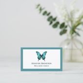 Moderne elegante chique Blauwgroen vlinder Visitekaartje (Staand voorkant)