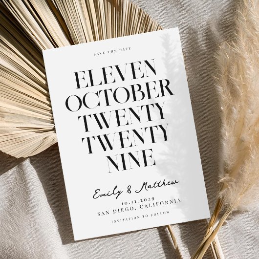 Moderne elegante chique bruiloft save the date