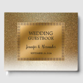 Moderne elegante chique glitter gouden bruiloft gastenboek (Voorkant)