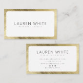 Moderne elegante chique goud wit afgeronde minimal visitekaartje (Voorkant / Achterkant)