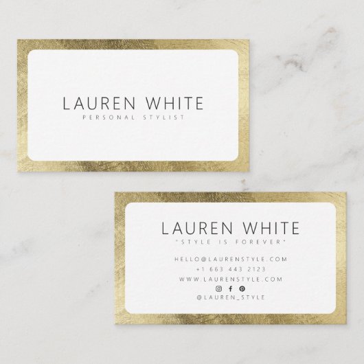 Moderne elegante chique goud wit afgeronde minimal visitekaartje (Voorkant / Achterkant)