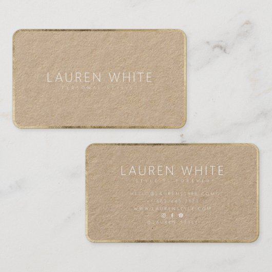 Moderne elegante chique goud wit minimalistische k visitekaartje (Voorkant / Achterkant)