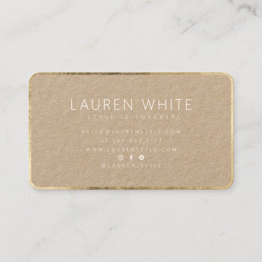 Moderne elegante chique goud wit minimalistische k visitekaartje (Achterkant)