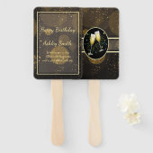 Moderne elegante chique gouden glitter handwaaier (Voorkant en achterkant)