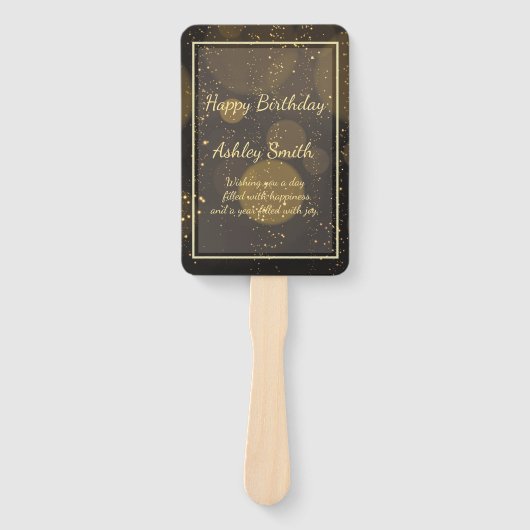 Moderne elegante chique gouden glitter handwaaier (Voorkant)