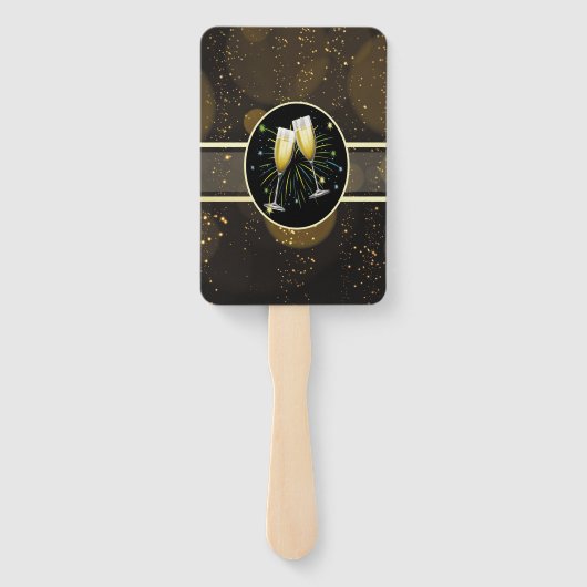 Moderne elegante chique gouden glitter handwaaier (Achterkant)