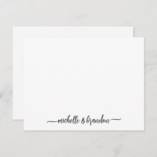 Moderne elegante chique paar script namen briefpap notitiekaartje (Voorkant / Achterkant)