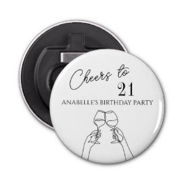Moderne elegante chique proost op 21 verjaardagsfe button flesopener