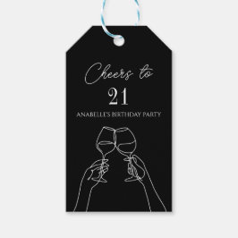 Moderne elegante chique proost op 21 verjaardagsfe cadeaulabel