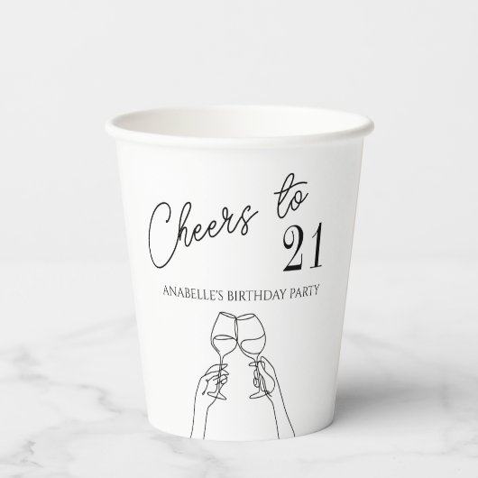 Moderne elegante chique proost op 21 verjaardagsfe papieren bekers (Achterkant)