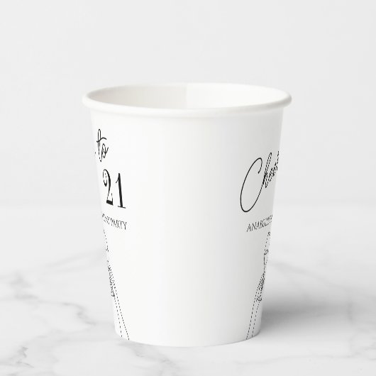Moderne elegante chique proost op 21 verjaardagsfe papieren bekers (Links)