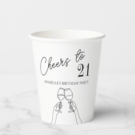 Moderne elegante chique proost op 21 verjaardagsfe papieren bekers (Voorkant)