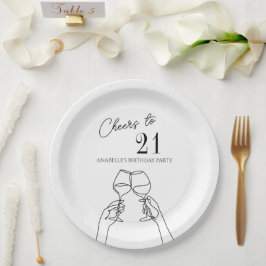 Moderne elegante chique proost op 21 verjaardagsfe papieren bordje