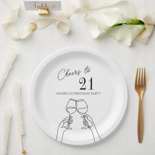 Moderne elegante chique proost op 21 verjaardagsfe papieren bordje (Huwelijk)
