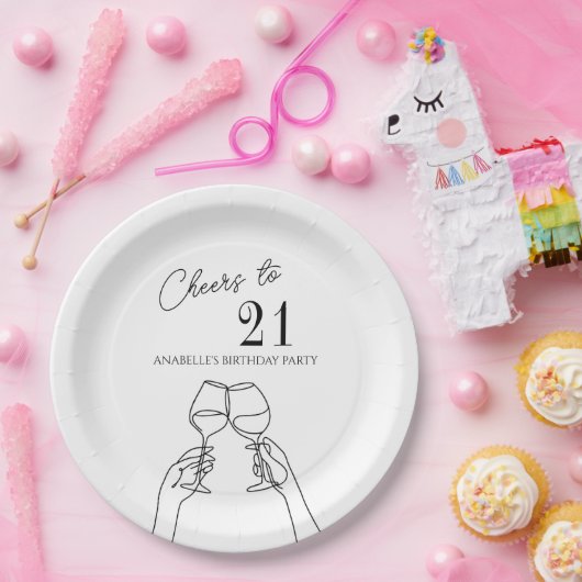 Moderne elegante chique proost op 21 verjaardagsfe papieren bordje (Feest)
