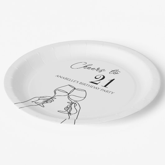 Moderne elegante chique proost op 21 verjaardagsfe papieren bordje (Gekanteld)