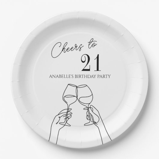 Moderne elegante chique proost op 21 verjaardagsfe papieren bordje (Voorkant)