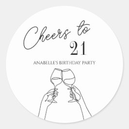 Moderne elegante chique proost op 21 verjaardagsfe ronde sticker