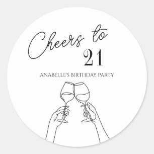 Moderne elegante chique proost op 21 verjaardagsfe ronde sticker