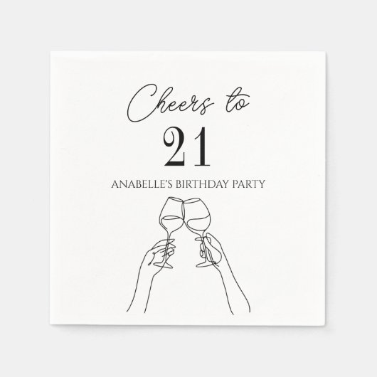 Moderne elegante chique proost op 21 verjaardagsfe servet (Voorkant)