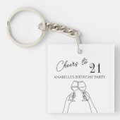 Moderne elegante chique proost op 21 verjaardagsfe sleutelhanger (voorkant)