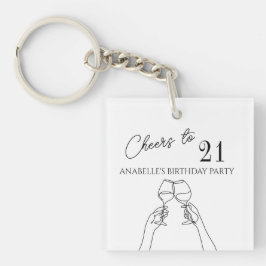 Moderne elegante chique proost op 21 verjaardagsfe sleutelhanger