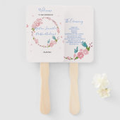 Moderne elegante chique roze bloemen met vlinder handwaaier (Voorkant en achterkant)