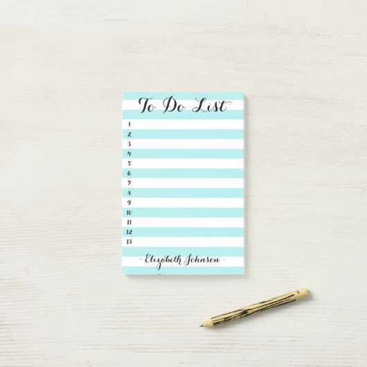 Moderne elegante chique trendy aqua gestreept om t post-it® notes (Op bureau)