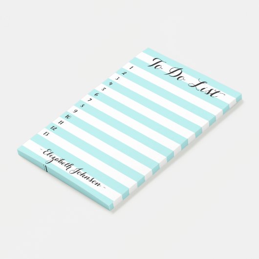 Moderne elegante chique trendy aqua gestreept om t post-it® notes (Schuin)