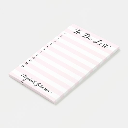Moderne elegante chique trendy roze gestreept om t post-it® notes (Schuin)