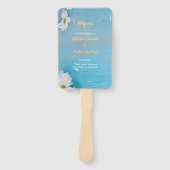 Moderne elegante chique witte bloemen met blauw handwaaier (Voorkant)