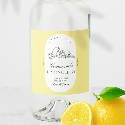Moderne elegante citroenen Limoncello bruiloft fle Likeurfles Etiket